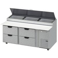 Beverage-Air DPD72HC-4-CL 72" 4 Drawer Clear Lid Refrigerated Pizza Prep Table
