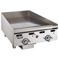 Vulcan MSA24-30C 24" Liquid Propane Chrome Top Commercial Griddle / Grill with Snap-Action Thermostatic Controls and Extra Deep Plate - 54,000 BTU