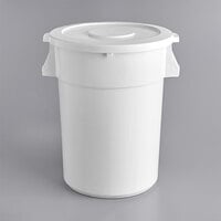 Baker's Mark 44 Gallon / 700 Cup White Round Ingredient Storage Bin with White Snap-On Lid