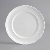 Acopa Condesa 12" Pearl White Scalloped Wide Rim Porcelain Plate - 12/Case