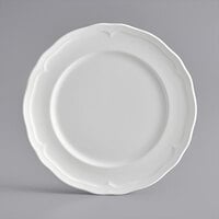 Acopa Condesa 10 1/2" Pearl White Scalloped Wide Rim Porcelain Plate - 12/Case