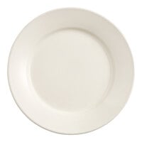 Acopa 9" Ivory (American White) Wide Rim Rolled Edge Stoneware Plate - 12/Pack
