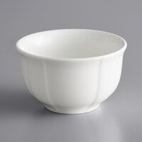 Acopa Condesa 8 oz. Pearl White Scalloped Porcelain Bouillon Cup - 36/Case