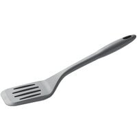 Tablecraft H3905GY 12" High Heat Gray Flexible Silicone Slotted Spatula / Turner