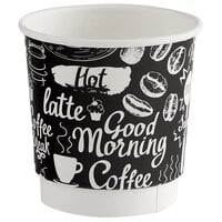 Choice 4 oz. Coffee Break Print Smooth Double Wall Paper Hot Cup - 25/Pack