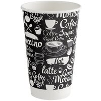 Choice 16 oz. Coffee Break Print Smooth Double Wall Paper Hot Cup - 25/Pack