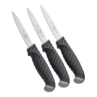 Schraf 4" Paring Knife Set with 1 Serrated and 2 Smooth Edge Knives with TPRgrip Handles - 3/Pack