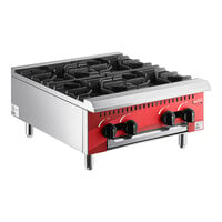 Avantco Chef Series CAG-R-4-24 24" 4 Burner Gas Countertop Range - 100,000 BTU