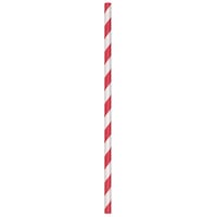 Aardvark 7 3/4" Jumbo Red / White Striped Unwrapped Paper Straw - 4800/Case