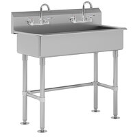 Advance Tabco FC-FM-40-F 16-Gauge Multi-Station Hand Sink with 8" Deep Bowl and 2 Faucets - 40" x 19 1/2"