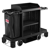 Suncast HKC2000 Black Premium Janitor / Housekeeping Cart with Adjustable Caster System, Bag, and Non-Marring Wall Bumpers