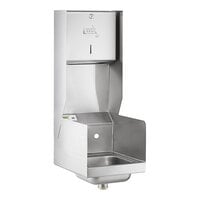 Regency 12" x 16" Wall Mounted Hand Sink with Side Splashes and Top Mounted Paper Towel