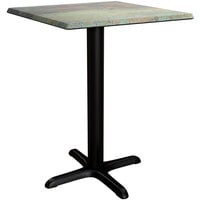 Lancaster Table & Seating Excalibur Square Table with Textured Canyon Painted Metal Finish and Cross Base Plate