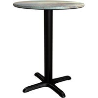 Lancaster Table & Seating Excalibur Round Table with Textured Canyon Painted Metal Finish and Cross Base Plate