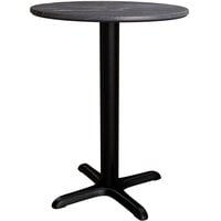 Lancaster Table & Seating Excalibur Round Table with Smooth Letizia Finish and Cross Base Plate