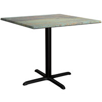 Lancaster Table & Seating Excalibur 36" x 36" Square Standard Height Table with Textured Canyon Painted Metal Finish and Cross Base Plate