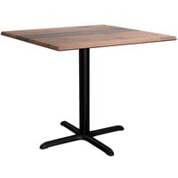 Lancaster Table & Seating Excalibur 36" x 36" Square Standard Height Table with Textured Farmhouse Finish and Cross Base Plate