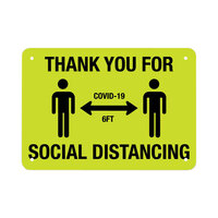 "Thank You For Social Distancing / COVID-19 / 6 Ft." Engineer Grade Reflective Black / Yellow Decal with Symbol