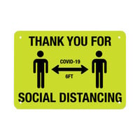 "Thank You For Social Distancing / COVID-19 / 6 Ft." Engineer Grade Reflective Black / Yellow Aluminum Sign with Symbol