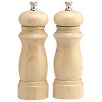 Chef Specialties 06202 Professional Series 6" Customizable Salem Natural Finish Pepper Mill and Salt Mill Set