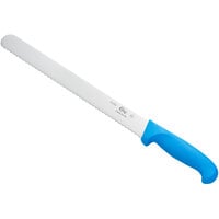 Choice 12" Serrated Edge Slicing / Bread Knife with Blue Handle