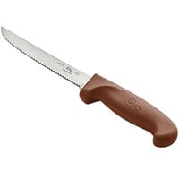 Choice 6" Serrated Edge Utility Knife with Brown Handle