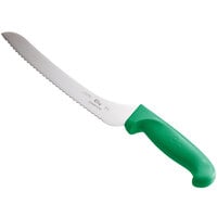 Choice 9" Offset Serrated Edge Bread Knife with Green Handle