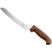 Choice 9" Offset Serrated Edge Bread Knife with Brown Handle