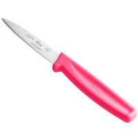 Choice 3 1/4" Smooth Edge Paring Knife with Neon Pink Handle