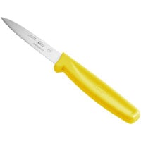 Choice 3 1/4" Serrated Edge Paring Knife with Yellow Handle