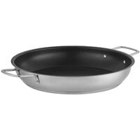 Vigor SS1 Series 15" Stainless Steel Non-Stick Fry Pan with Aluminum-Clad Bottom, Dual Handles, and Excalibur Coating