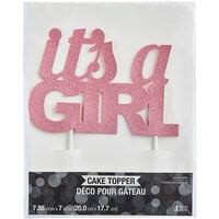 Creative Converting 335054 Pink Glitter "It's a Girl" Cake Topper