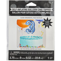 Creative Converting 337532 9" Blue "3" Balloon Cake Topper