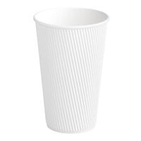 Choice 16 oz. Sleeveless Ripple Wall White Paper Hot Cup - 25/Pack