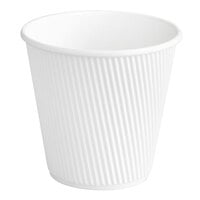 Choice 8 oz. Squat Double Wall Ripple White Paper Hot Cup - 25/Pack