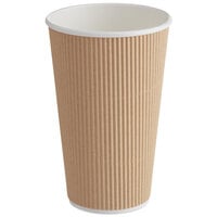 Choice 16 oz. Double Wall Ripple Kraft Paper Hot Cup - 25/Pack