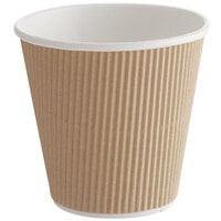 Choice 8 oz. Squat Double Wall Ripple Kraft Paper Hot Cup - 25/Pack