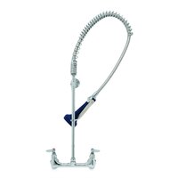 T&S B-0133-CR-B08CX EasyInstall Wall Mounted 33 1/4" High Pre-Rinse Faucet with Adjustable 8" Centers, Ergonomic Low Flow Spray Valve, 44" Hose, and 18" Wall Bracket