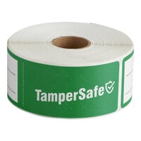TamperSafe 1 1/2" x 6" Customizable Green Paper Tamper-Evident Label - 250/Roll