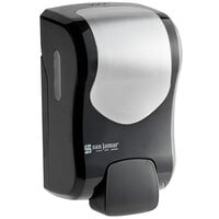 San Jamar S970BKSS Summit Rely Black Manual Hand Soap, Sanitizer, and Lotion Dispenser - 5 3/16" x 4" x 8 7/8"