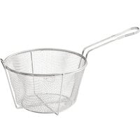 Choice 9 1/2" Round Nickel-Plated Medium Mesh Culinary Basket with Front Hook