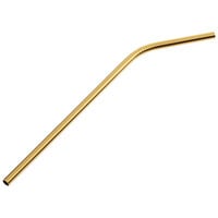 Acopa 8 1/2" Gold Stainless Steel Reusable Bent Straw - 12/Pack
