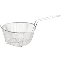 Choice 11 1/2" Round Nickel-Plated Medium Mesh Culinary Basket with Front Hook