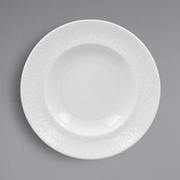 RAK Porcelain CHPCLDP24 Charm 9 1/2" Bright White Embossed Wide Rim Round Deep Porcelain Plate - 12/Case