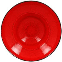RAK Porcelain FRCLXD23RD Fire 9 1/16" Red Round Extra Deep Porcelain Plate - 6/Case