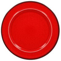 RAK Porcelain FRNOFP24RD Fire 9 7/16" Red Flat Porcelain Plate with Rim - 6/Case