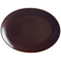 RAK Porcelain GNNNOP36CL Genesis Glossy 14 1/8" x 10 5/8" Brilliant Clove Oval Porcelain Platter - 6/Case