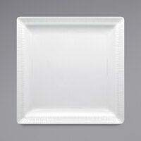 RAK Porcelain SOPCLSP24 Soul 9 7/16" Bright White Embossed Square Flat Porcelain Plate - 12/Case