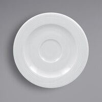 RAK Porcelain HMPASSA13 Helm 5 1/8" Bright White Embossed Round Porcelain Saucer - 12/Case