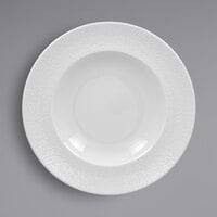 RAK Porcelain CHPCLDP28 Charm 11" Bright White Embossed Wide Rim Round Deep Porcelain Plate - 12/Case